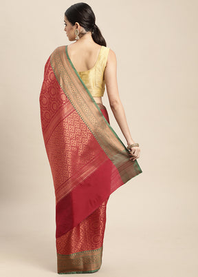 Maroon Dupion Silk Saree With Blouse Piece