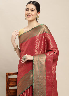 Maroon Dupion Silk Saree With Blouse Piece