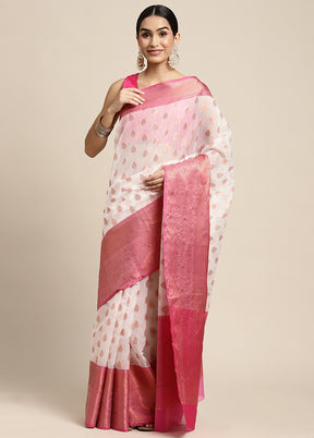 Off White Organza Saree With Blouse Piece