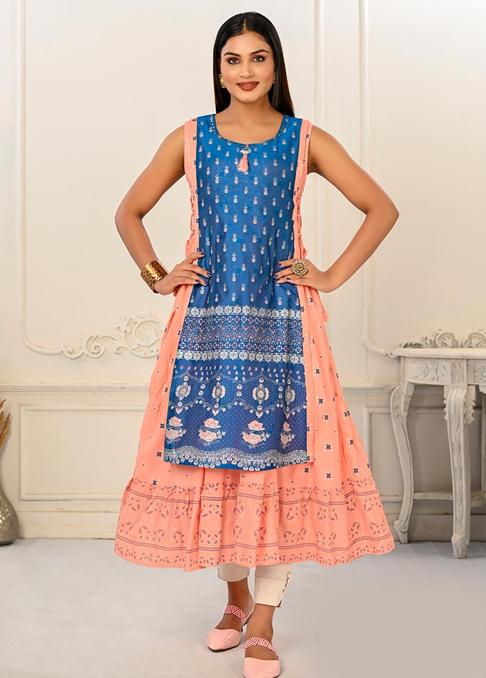 Blue Readymade Cotton Kurti