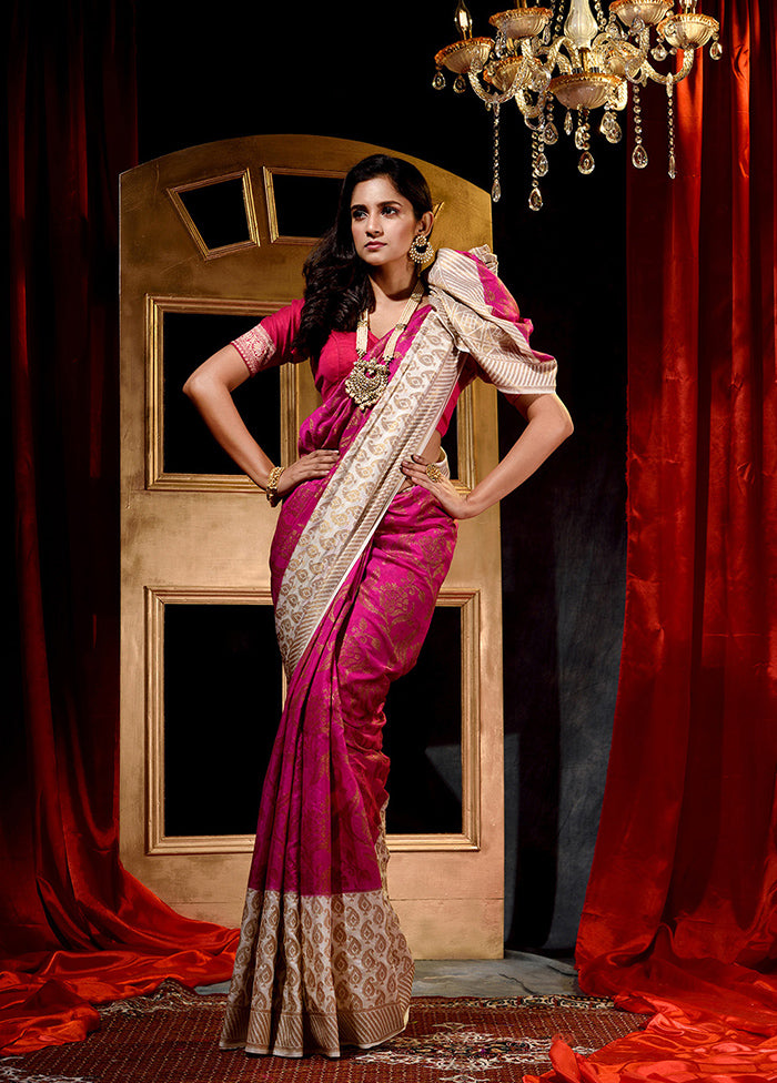 Rani Dupion Silk Saree With Blouse Piece