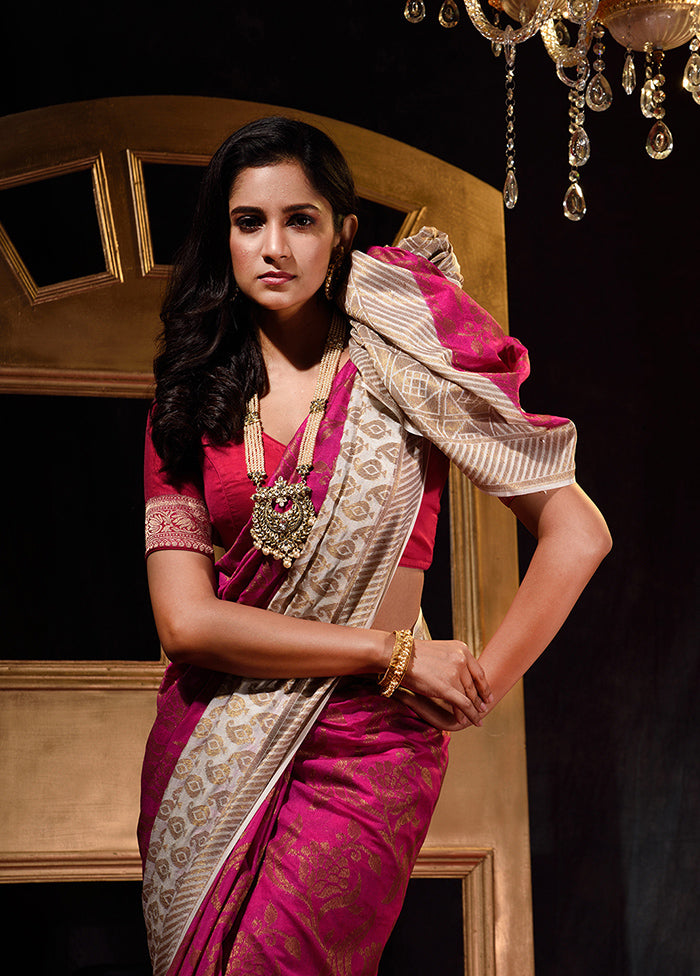 Rani Dupion Silk Saree With Blouse Piece