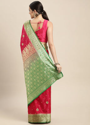 Pink Dupion Silk Saree With Blouse Piece