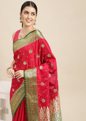 Pink Dupion Silk Saree With Blouse Piece