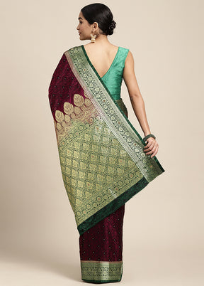 Maroon Dupion Silk Saree With Blouse Piece