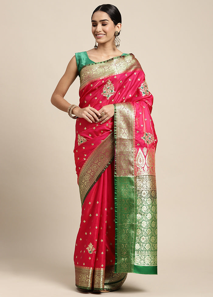 Pink Dupion Silk Saree With Blouse Piece