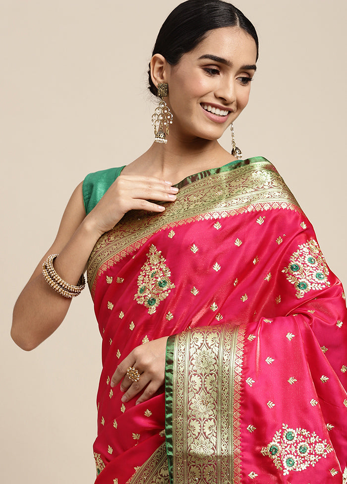 Pink Dupion Silk Saree With Blouse Piece