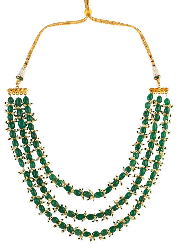 Emerald Beaded Necklace With Pearls