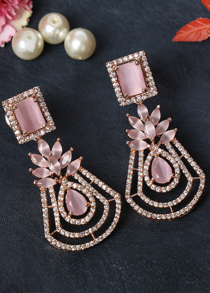 Rose Gold Plated Pink Drop Earrings