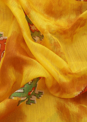 Yellow Cotton Saree With Blouse Piece