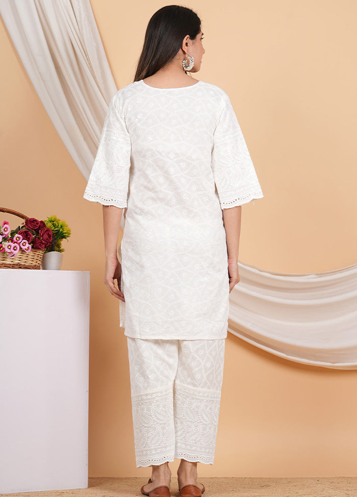 2 Pc Off White Readymade Cotton coords Set