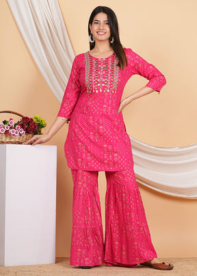 2 Pc Pink Readymade Rayon coords Set