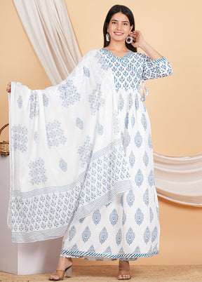 3 Pc White Readymade Rayon Suit Set