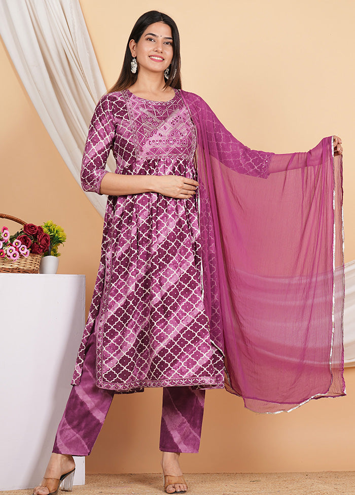 3 Pc Pink Readymade Rayon Suit Set