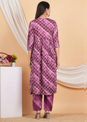 3 Pc Pink Readymade Rayon Suit Set