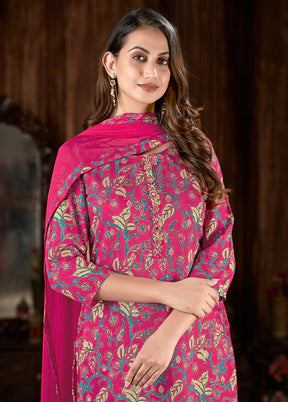 3 Pc Magenta Readymade Silk Suit Set