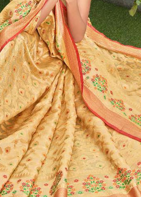 Beige Spun Silk Saree With Blouse Piece