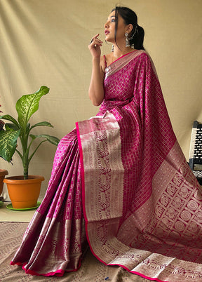 Pink Dupion Silk Zari Work Saree With Blouse