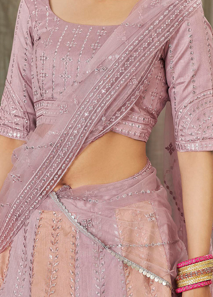 Pink Semi Stitched Lehenga Choli Set With Dupatta