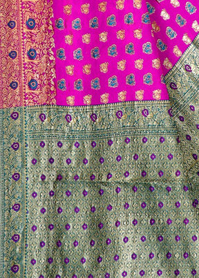 Rani Spun Silk Zari Woven Saree With Blouse Piece