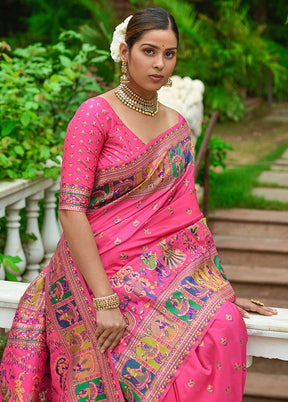 Pink Spun Silk Saree With Blouse Piece