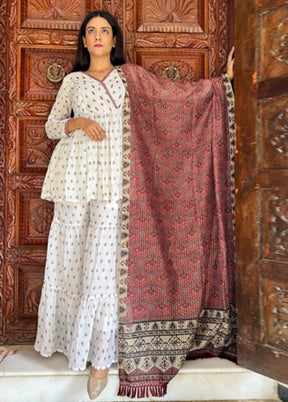3 Pc White Readymade Georgette Suit Set