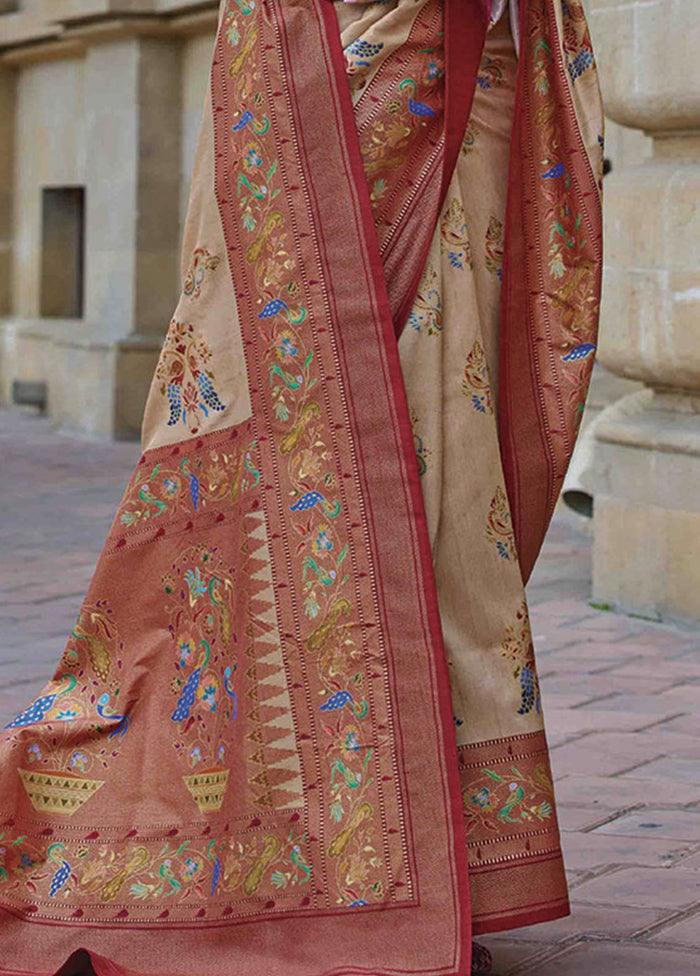 Brown Dupion Silk Saree With Blouse Piece