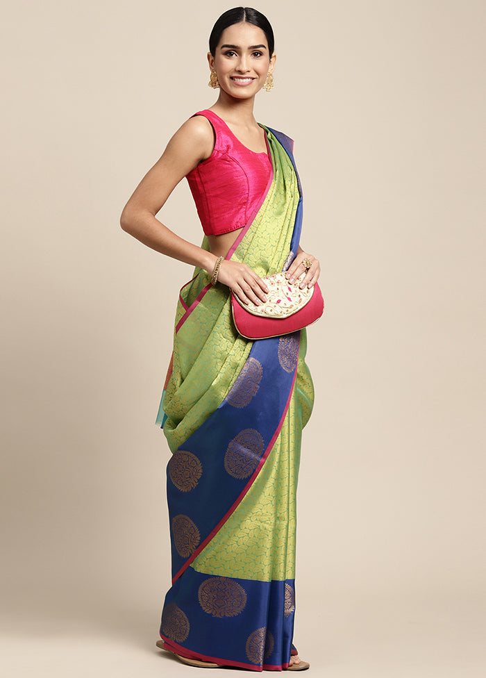 Green Dupion Silk Saree With Blouse Piece