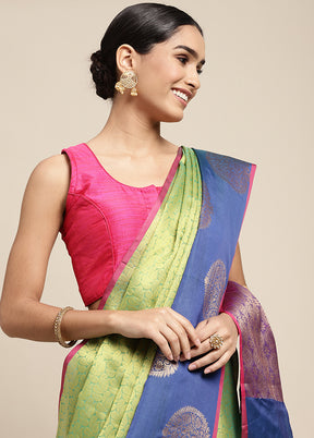 Green Dupion Silk Saree With Blouse Piece