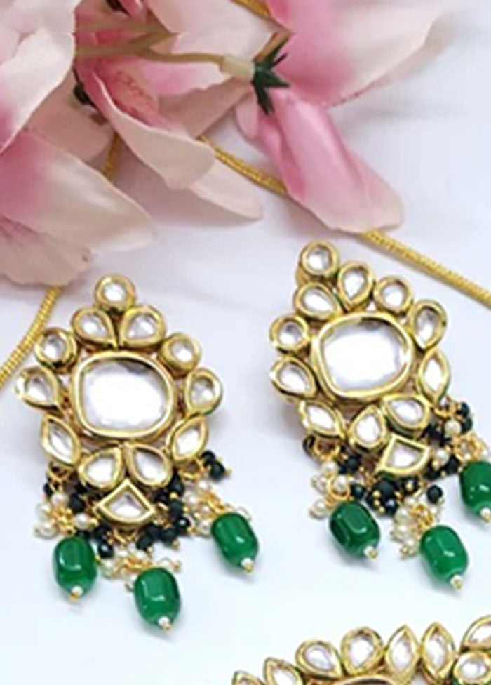 Green Kundan Polki Choker Set With Mangtika