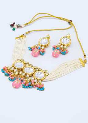 Pink Beaded Polki Kundan Choker Set