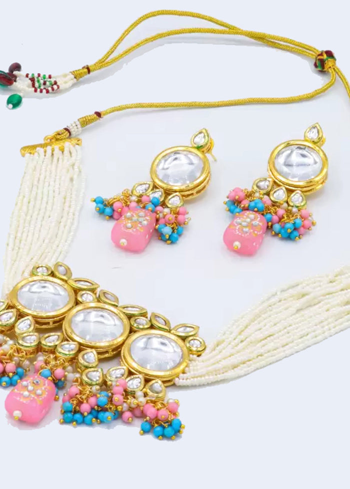 Pink Beaded Polki Kundan Choker Set