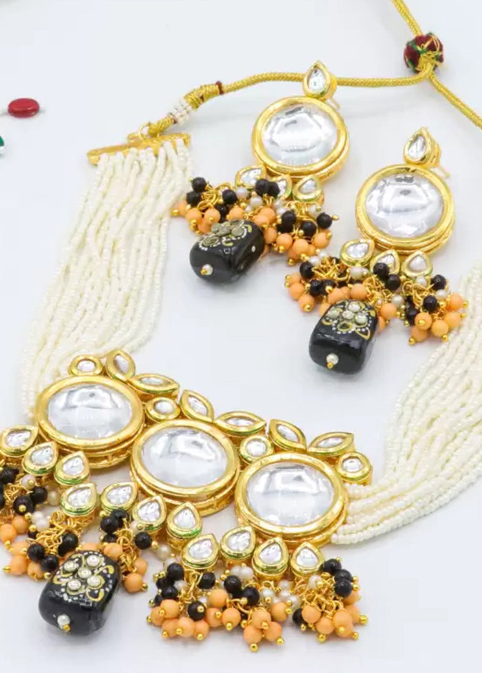 Black Beaded Polki Kundan Choker Set