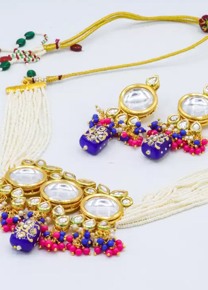 Blue Beaded Polki Kundan Choker Set