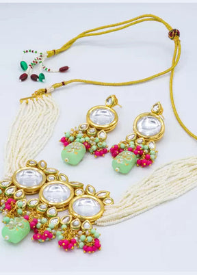 Green Beaded Polki Kundan Choker Set