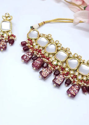 Wine Polki Kundan Choker Set