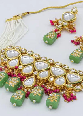 Mint Green Beaded Kundan Choker Set