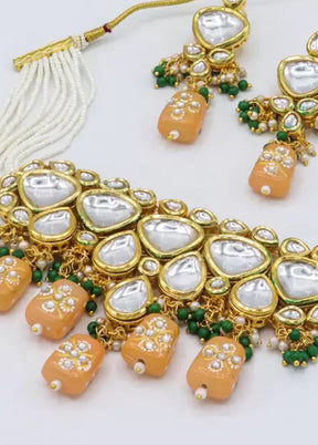 Beige Beaded Kundan Choker Set