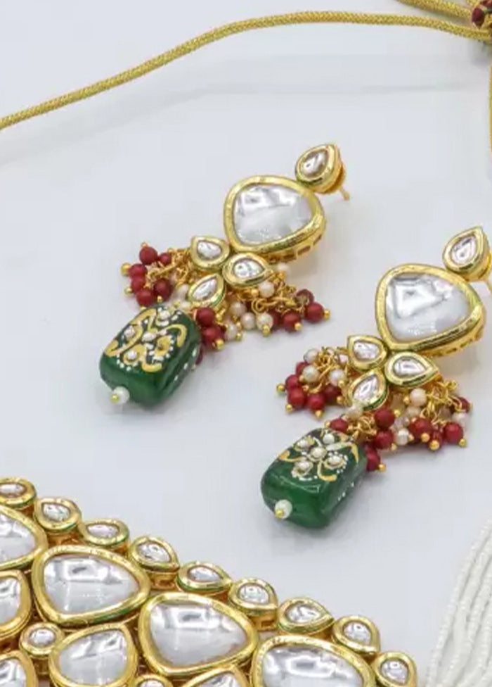 Bottle Green Beaded Kundan Choker Set