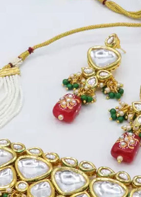 Red Beaded Kundan Choker Set