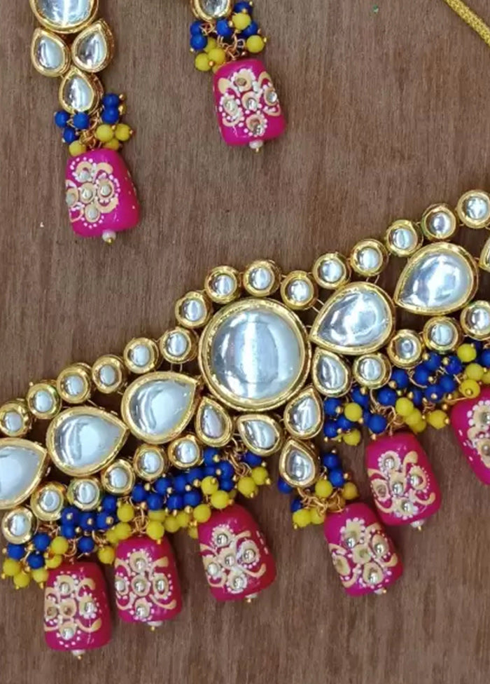 Rani Pink Beaded Kundan Choker Set