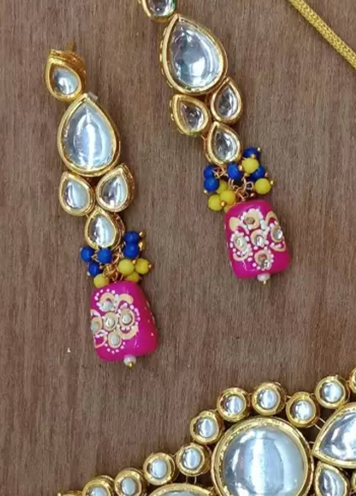 Rani Pink Beaded Kundan Choker Set