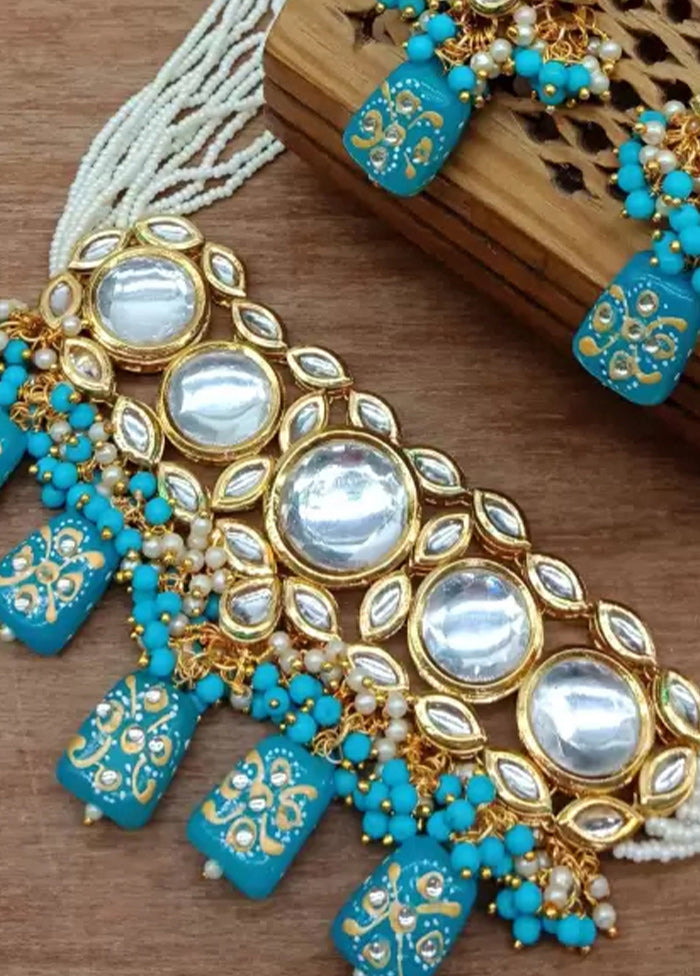 Blue Beaded Kundan Choker Set