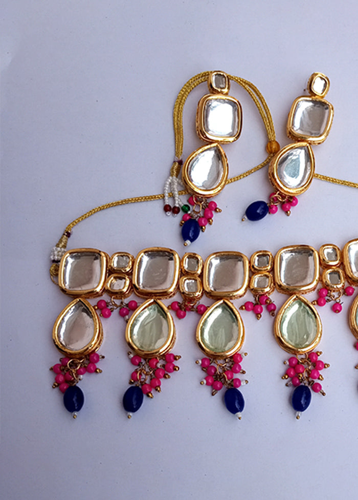 Kundan Studded Blue Jewellery Set