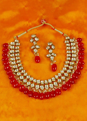 Hand Crafted Base Metal Alloy Gold Plated Kundan Stone Studded Jewellery Sets