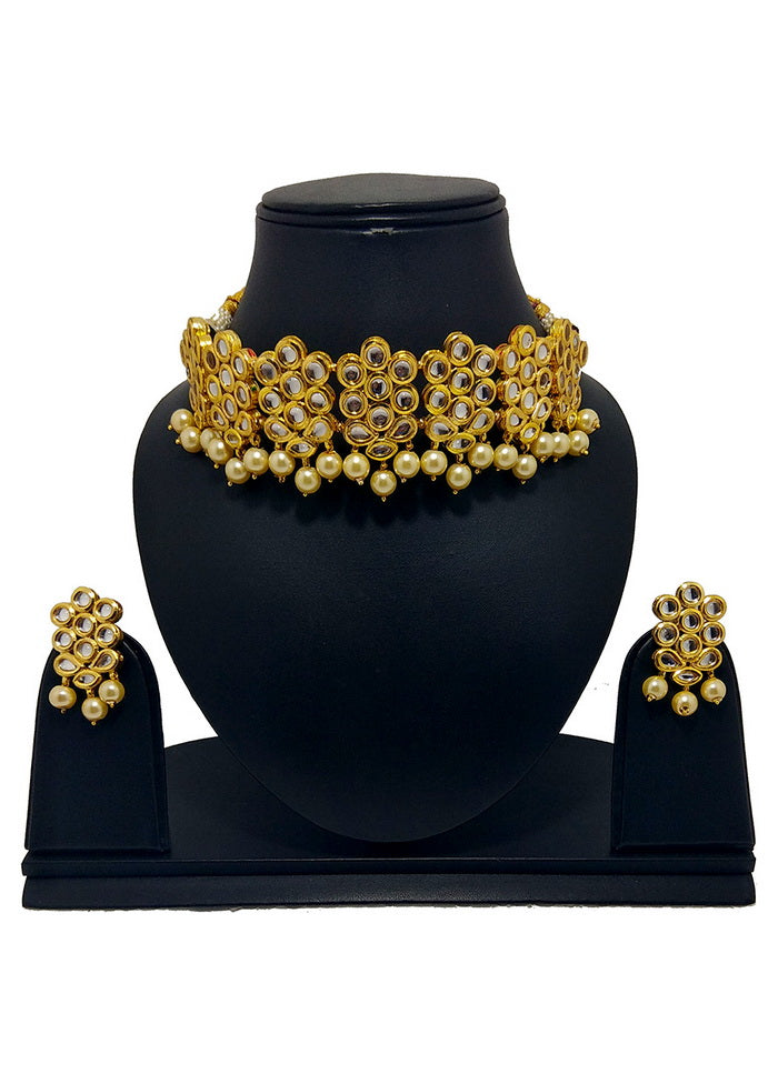 Hand Crafted Base Metal Alloy Gold Plated Kundan Stone Studded Jewellery Sets