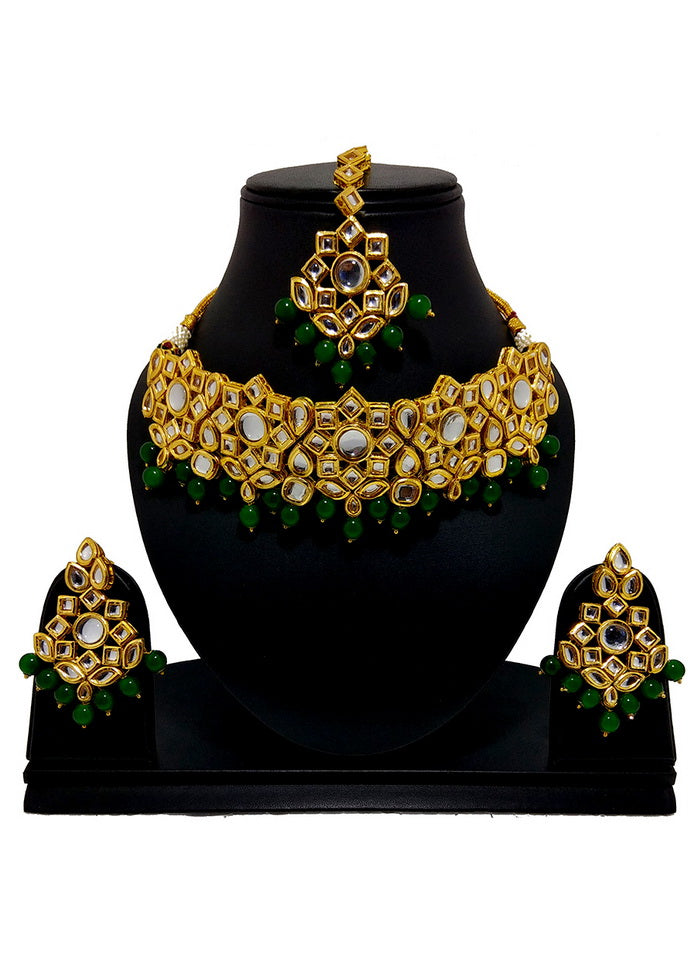 Hand Crafted Base Metal Alloy Gold Plated Kundan Stone Studded Jewellery Sets