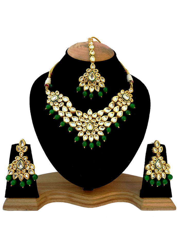 Hand Crafted Base Metal Alloy Gold Plated Kundan Stone Studded Jewellery Sets