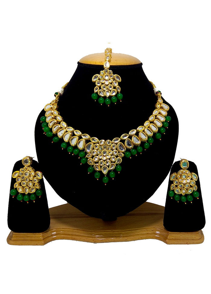 Hand Crafted Base Metal Alloy Gold Plated Kundan Stone Studded Jewellery Sets