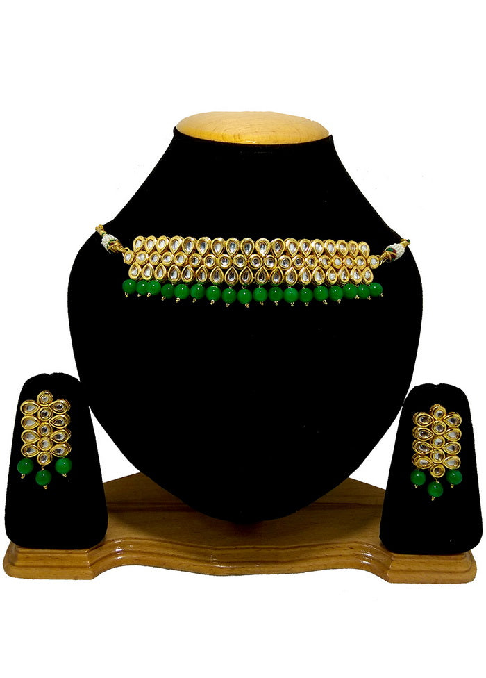 Hand Crafted Base Metal Alloy Gold Plated Kundan Stone Studded Jewellery Sets